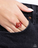 Hybrid Heart - Red Ring - Paparazzi Accessories Ring Bedazzle Me Pretty Mobile Fashion Boutique