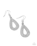 I am the Party - White Earrings - Paparazzi Accessories Earrings Bedazzle Me Pretty Mobile Fashion Boutique