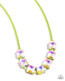 I SQUARE to Secrecy - Green Necklace - Paparazzi Accessories Necklace Bedazzle Me Pretty Mobile Fashion Boutique