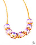 I SQUARE to Secrecy - Orange Necklace - Paparazzi Accessories Necklace Bedazzle Me Pretty Mobile Fashion Boutique