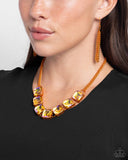 I SQUARE to Secrecy - Orange Necklace - Paparazzi Accessories Necklace Bedazzle Me Pretty Mobile Fashion Boutique