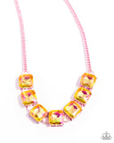 I SQUARE to Secrecy - Pink Necklace - Paparazzi Accessories Necklace Bedazzle Me Pretty Mobile Fashion Boutique