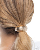 Iconic Indentation - Gold Hair Tie - Paparazzi Accessories Hair Clip Bedazzle Me Pretty Mobile Fashion Boutique
