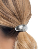 Iconic Indentation - Silver Hair Tie - Paparazzi Accessories Hair Clip Bedazzle Me Pretty Mobile Fashion Boutique
