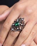 Iconic Insignia - Green Ring - Paparazzi Accessories Ring Bedazzle Me Pretty Mobile Fashion Boutique