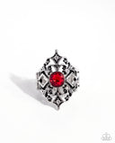 Iconic Insignia - Red Ring - Paparazzi Accessories Ring Bedazzle Me Pretty Mobile Fashion Boutique