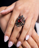 Iconic Insignia - Red Ring - Paparazzi Accessories Ring Bedazzle Me Pretty Mobile Fashion Boutique