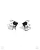 Impressive Shimmer - Silver Cuff Earrings - Paparazzi Accessories Post Earrings Bedazzle Me Pretty Mobile Fashion Boutique
