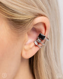Impressive Shimmer - Silver Cuff Earrings - Paparazzi Accessories Post Earrings Bedazzle Me Pretty Mobile Fashion Boutique