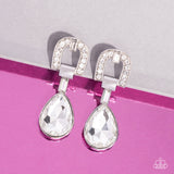 In ARCHING Order - White Post Earrings - Paparazzi Accessories Post Earrings Bedazzle Me Pretty Mobile Fashion Boutique