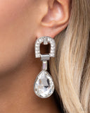 In ARCHING Order - White Post Earrings - Paparazzi Accessories Post Earrings Bedazzle Me Pretty Mobile Fashion Boutique