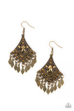 Indie Iridescence - Brass Earrings - Paparazzi Accessories Earrings Bedazzle Me Pretty Mobile Fashion Boutique