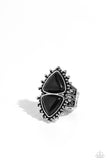 Indigenously Inverted - Black Ring - Paparazzi Accessories Ring Bedazzle Me Pretty Mobile Fashion Boutique