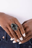 Indigenously Inverted - Black Ring - Paparazzi Accessories Ring Bedazzle Me Pretty Mobile Fashion Boutique