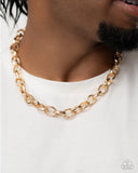 Industrial Imitation - Gold Mens Necklace - Paparazzi Accessories Mens Necklace Bedazzle Me Pretty Mobile Fashion Boutique