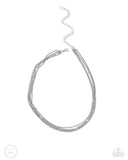 Industrial Independence - Silver Necklace - Paparazzi Accessories Necklace Bedazzle Me Pretty Mobile Fashion Boutique