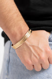 Industrial Quest - Gold Mens Bracelet - Paparazzi Accessories Mens Bracelet Bedazzle Me Pretty Mobile Fashion Boutique