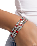 Instant Shimmer - Red Bracelet - Paparazzi Accessories Bracelet Bedazzle Me Pretty Mobile Fashion Boutique