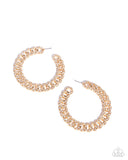 Interlocked Icing - Gold Earrings - Paparazzi Accessories Earrings Bedazzle Me Pretty Mobile Fashion Boutique