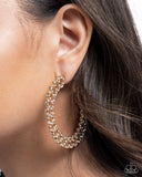 Interlocked Icing - Gold Earrings - Paparazzi Accessories Earrings Bedazzle Me Pretty Mobile Fashion Boutique