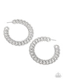 Interlocked Icing - White Earrings - Paparazzi Accessories Earrings Bedazzle Me Pretty Mobile Fashion Boutique