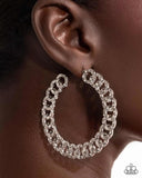 Interlocked Icing - White Earrings - Paparazzi Accessories Earrings Bedazzle Me Pretty Mobile Fashion Boutique