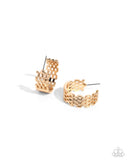 Interlocked Immunity - Gold Earrings - Paparazzi Accessories Earrings Bedazzle Me Pretty Mobile Fashion Boutique