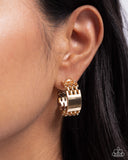 Interlocked Immunity - Gold Earrings - Paparazzi Accessories Earrings Bedazzle Me Pretty Mobile Fashion Boutique