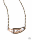 Interlocked Improv - Brass Necklace - Paparazzi Accessories Necklace Bedazzle Me Pretty Mobile Fashion Boutique