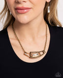 Interlocked Improv - Brass Necklace - Paparazzi Accessories Necklace Bedazzle Me Pretty Mobile Fashion Boutique