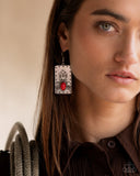 Invincible Icon - Red Earrings - Paparazzi Accessories Earrings Bedazzle Me Pretty Mobile Fashion Boutique
