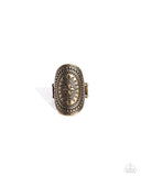 Island Influence - Brass Ring - Paparazzi Accessories Ring Bedazzle Me Pretty Mobile Fashion Boutique