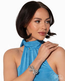 Its All A-BOW-t Me - White Bracelet - Paparazzi Accessories Bracelet Bedazzle Me Pretty Mobile Fashion Boutique