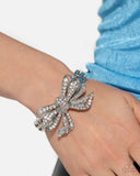 Its All A-BOW-t Me - White Bracelet - Paparazzi Accessories Bracelet Bedazzle Me Pretty Mobile Fashion Boutique