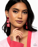 Its Friday! - Red Post Earrings - Paparazzi Accessories Post Earrings Bedazzle Me Pretty Mobile Fashion Boutique