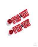 Its Friday! - Red Post Earrings - Paparazzi Accessories Post Earrings Bedazzle Me Pretty Mobile Fashion Boutique