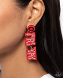 Its Friday! - Red Post Earrings - Paparazzi Accessories Post Earrings Bedazzle Me Pretty Mobile Fashion Boutique