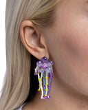 Japanese Blossoms - Purple Post Earrings - Paparazzi Accessories Post Earrings Bedazzle Me Pretty Mobile Fashion Boutique