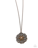 Jovial Jubilee - Brass Necklace - Paparazzi Accessories Necklace Bedazzle Me Pretty Mobile Fashion Boutique
