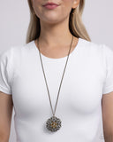 Jovial Jubilee - Brass Necklace - Paparazzi Accessories Necklace Bedazzle Me Pretty Mobile Fashion Boutique