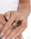 Knockout Key - Brass Ring - Paparazzi Accessories Ring Bedazzle Me Pretty Mobile Fashion Boutique