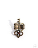 Knockout Key - Brass Ring - Paparazzi Accessories Ring Bedazzle Me Pretty Mobile Fashion Boutique