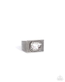 Knockout Tournament - White Ring - Paparazzi Accessories Ring Bedazzle Me Pretty Mobile Fashion Boutique