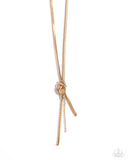 Knotted Keeper - Gold Necklace - Paparazzi Accessories Necklace Bedazzle Me Pretty Mobile Fashion Boutique