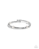 Ladylike Leader - White Bracelet - Paparazzi Accessories Bracelet Bedazzle Me Pretty Mobile Fashion Boutique
