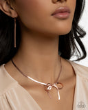 Ladylike Legato - Copper Necklace - Paparazzi Accessories Necklace Bedazzle Me Pretty Mobile Fashion Boutique