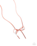 Ladylike Legato - Copper Necklace - Paparazzi Accessories Necklace Bedazzle Me Pretty Mobile Fashion Boutique