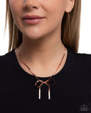 Ladylike Legato - Copper Necklace - Paparazzi Accessories Necklace Bedazzle Me Pretty Mobile Fashion Boutique