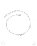 Ladylike Loop - White Anklet - Paparazzi Accessories Anklet Bedazzle Me Pretty Mobile Fashion Boutique