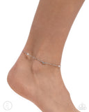 Ladylike Loop - White Anklet - Paparazzi Accessories Anklet Bedazzle Me Pretty Mobile Fashion Boutique